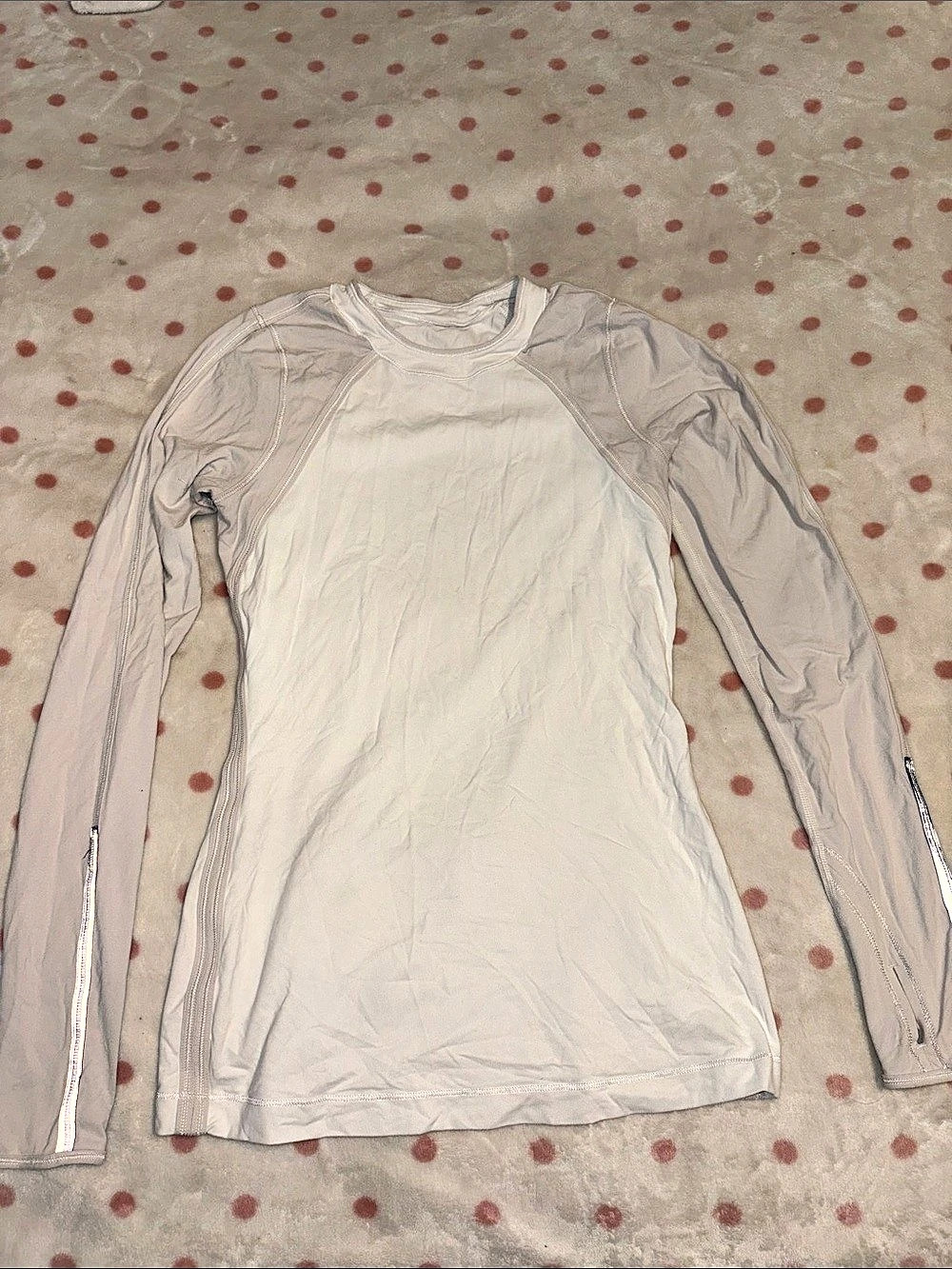 Lululemon Extra Mile Long Sleeve Athletic Top Gray and white
